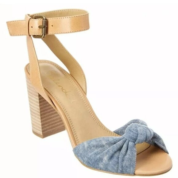 Splendid‎ Denim Knot Block Heel Sandals Size 7 - Picture 1 of 10